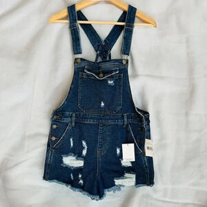 TINSEL Denim Shorts Overalls NEW Distressed Size XS